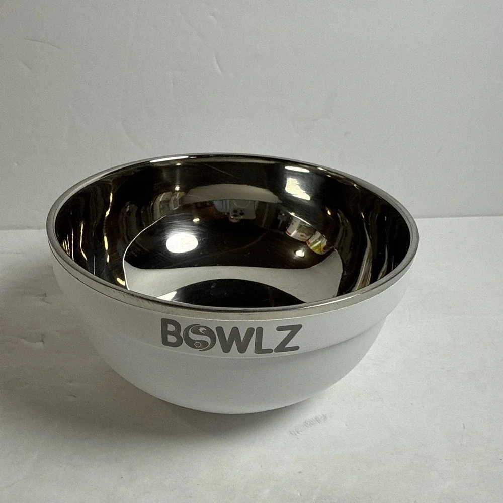 Bowlz Metal ice cream bowl 16 ounce cold‎ & hot stainless steel One White